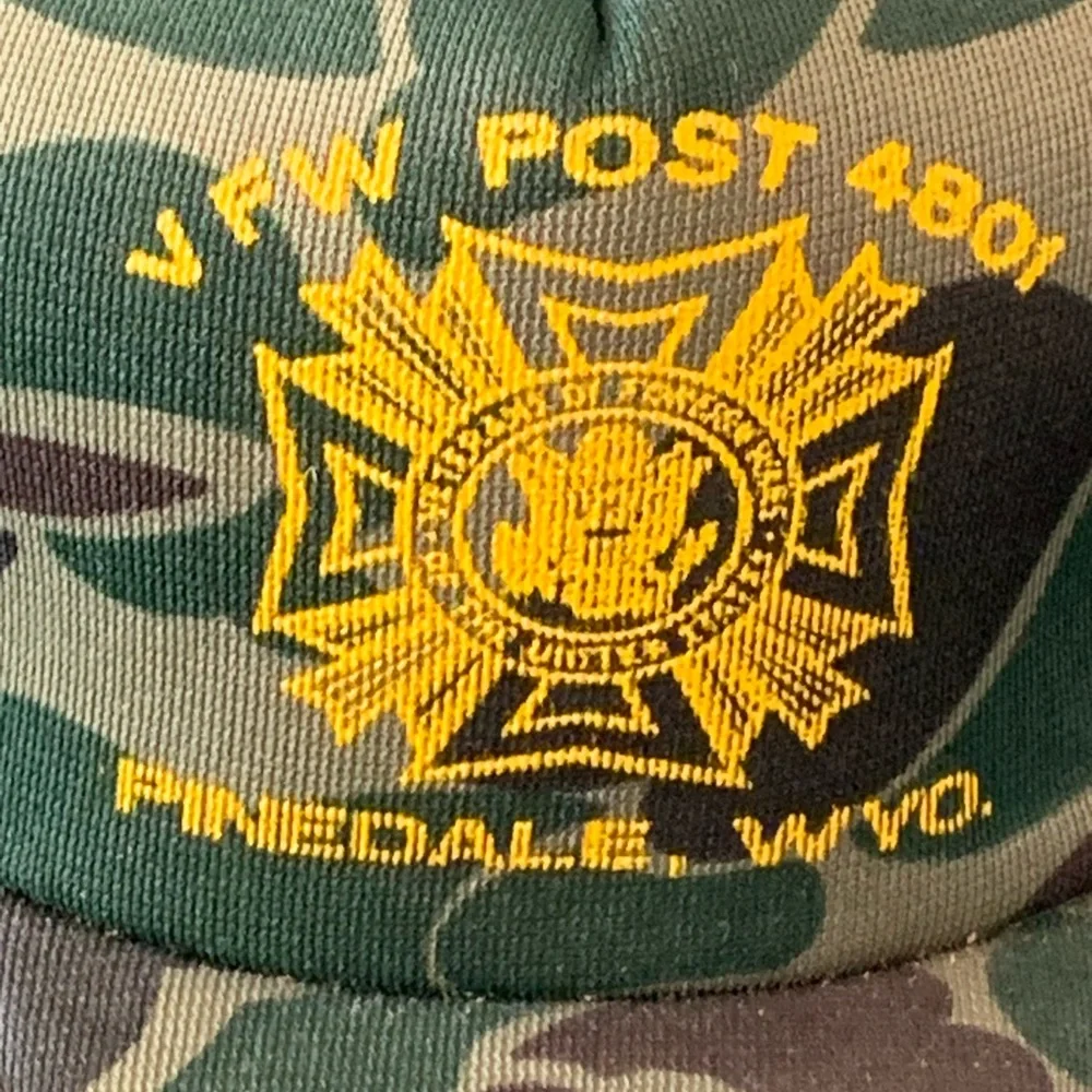 Vintage VFW Post 4801 Pinedale Wyoming Snapback Trucker Hat Baseball Camo USA